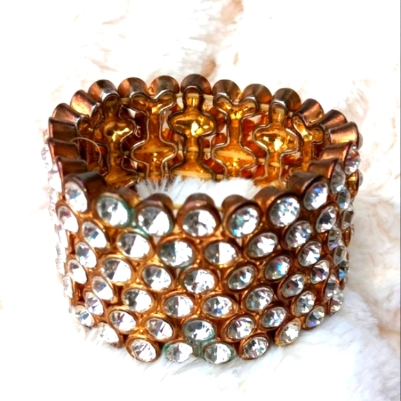 Vintage Jewelry - 💞SALE!💞 Vintage Heavy RHINESTONE STRETCH Bracelet - Estate Jewelry